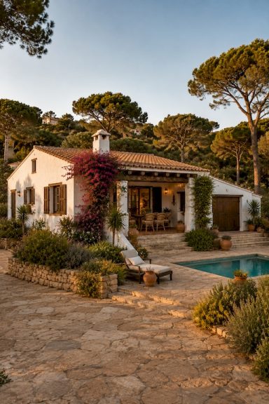 Xalet mediterrani amb piscina a la Costa Brava Fotografia immobiliària professional d’un xalet mediterrani amb piscina, jardí i arquitectura exterior a la Costa Brava